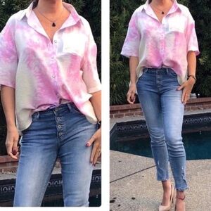 POL tie dye button down